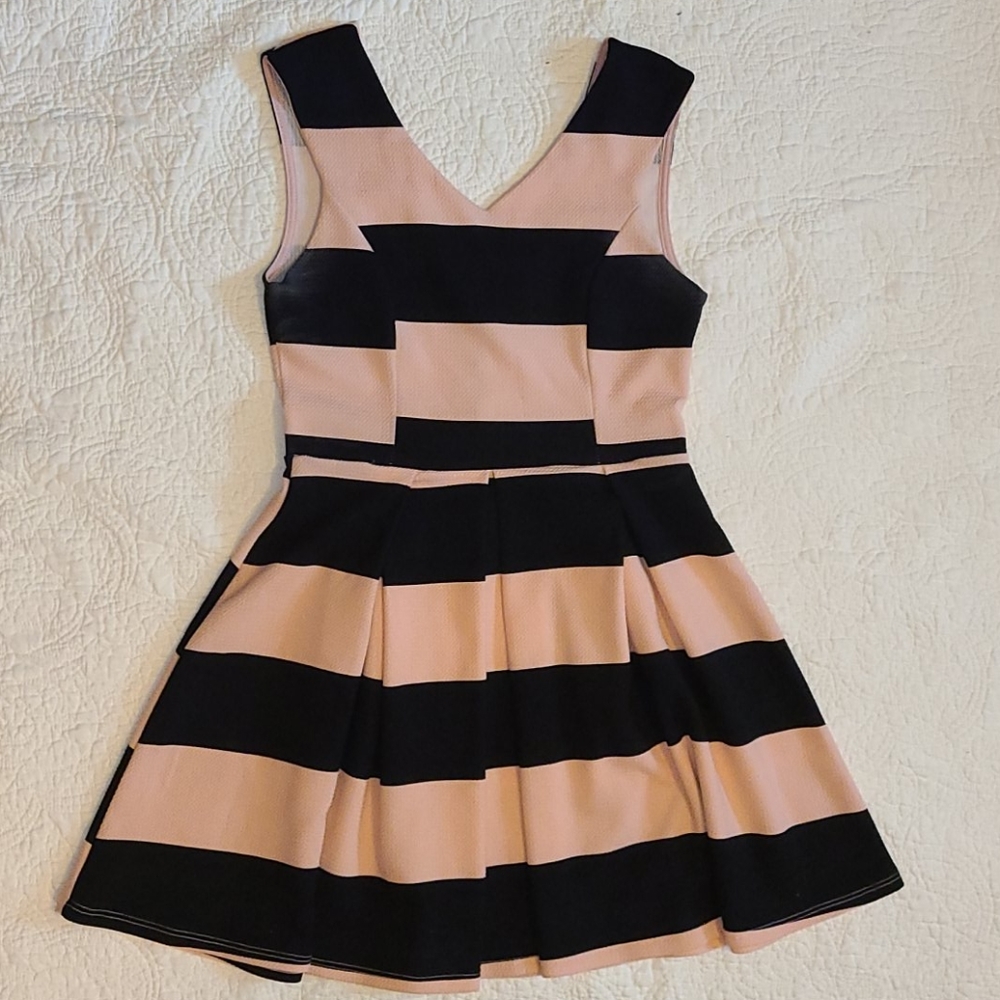 Women's Pink & Black stripped dress